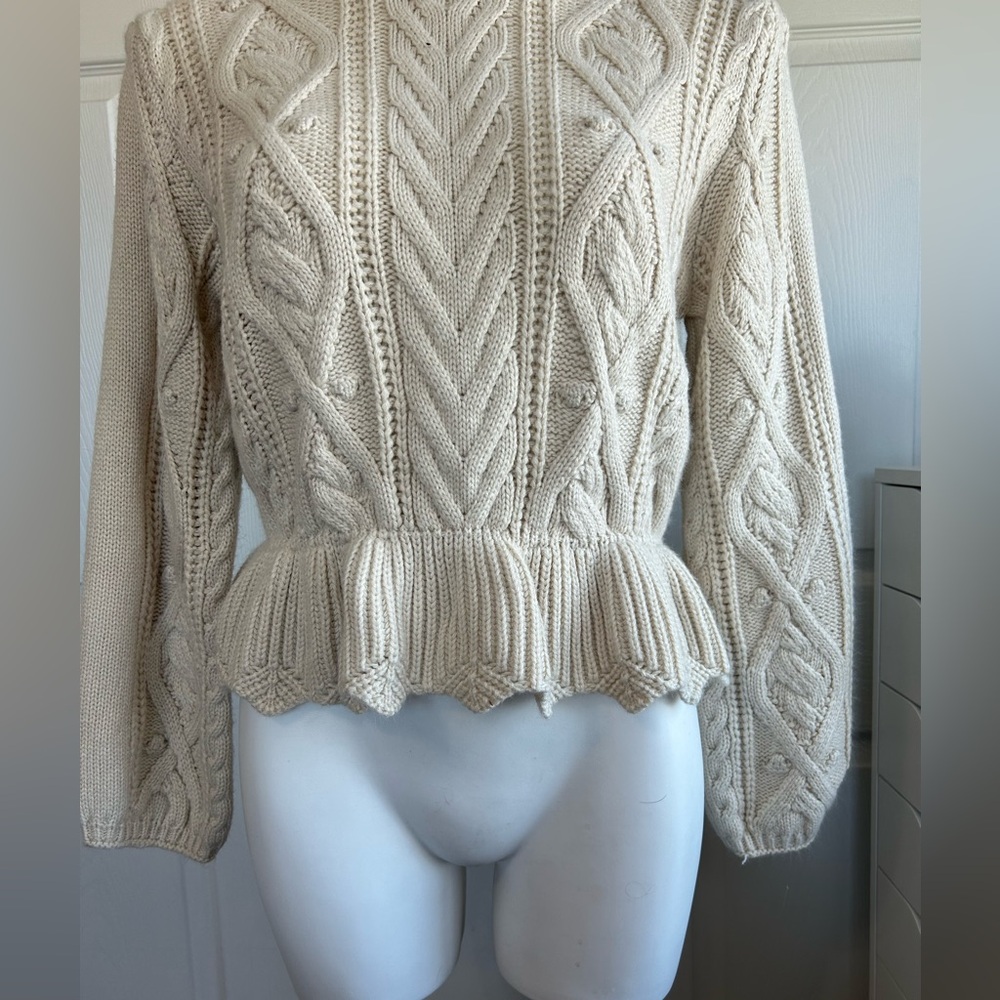 Wishlist Cream Cable Knit Peplum Sweater - Picture 4 of 10